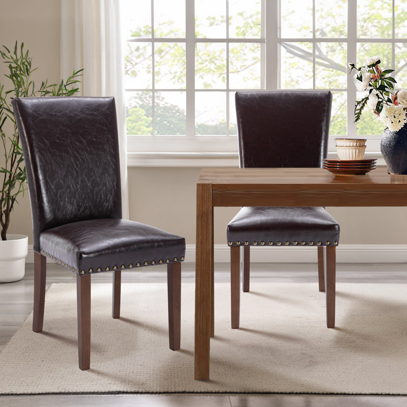 Darren-Lee PU Leather Upholstered Dining Side Chair, Chocolate