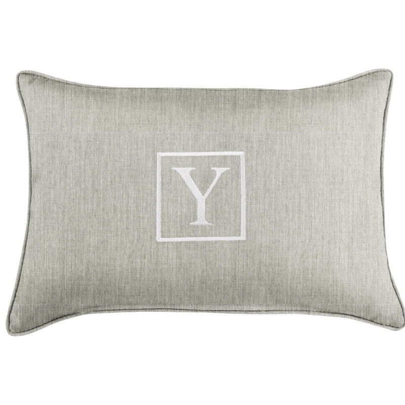 Kerrell Embroidered Sunbrella® Outdoor Throw Pillow, Granite Gray, Y
