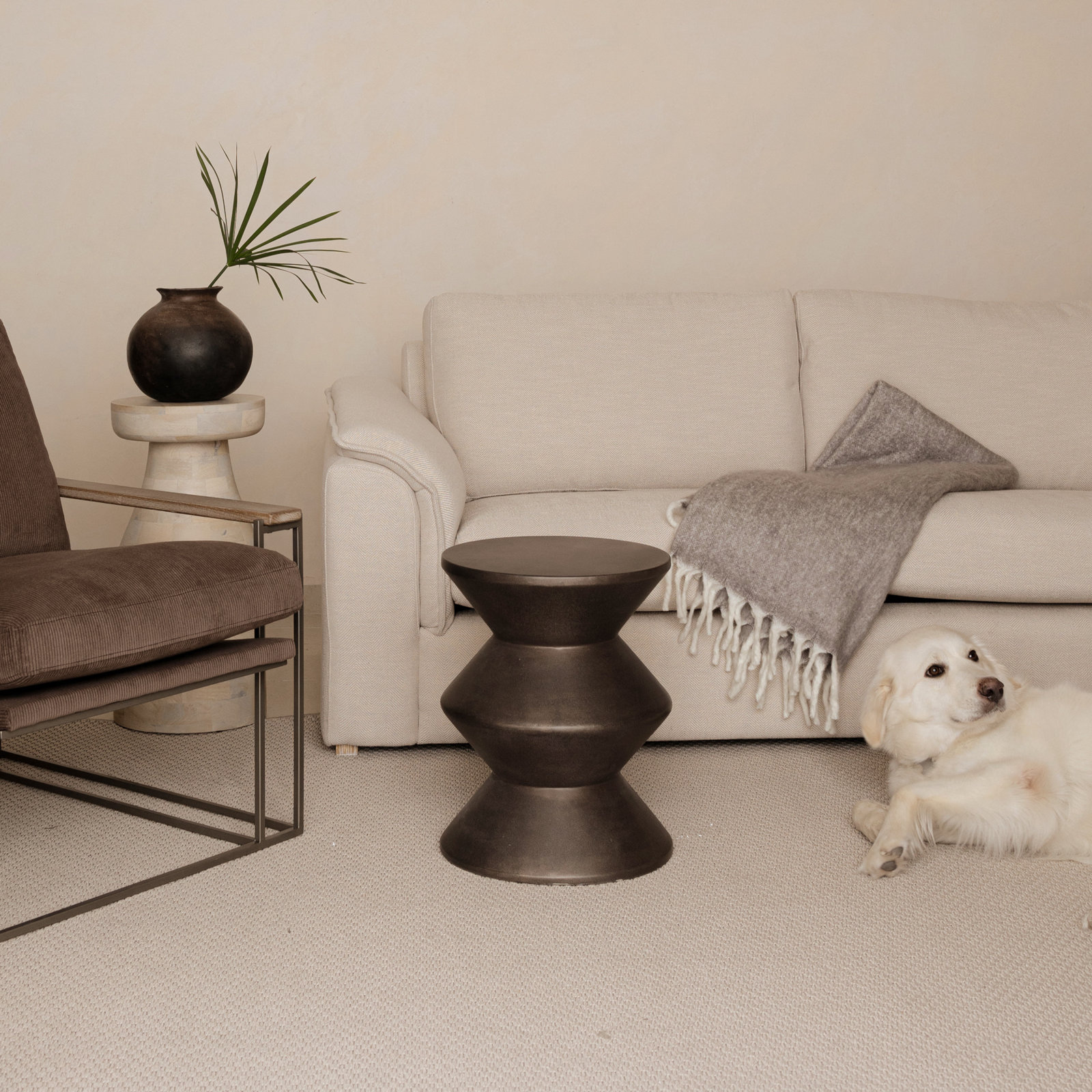 Isiah Concrete Inverted Side Table, Bronze