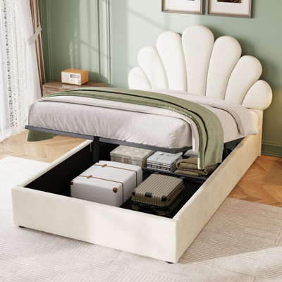 Double Size Ottoman Bed Velvet