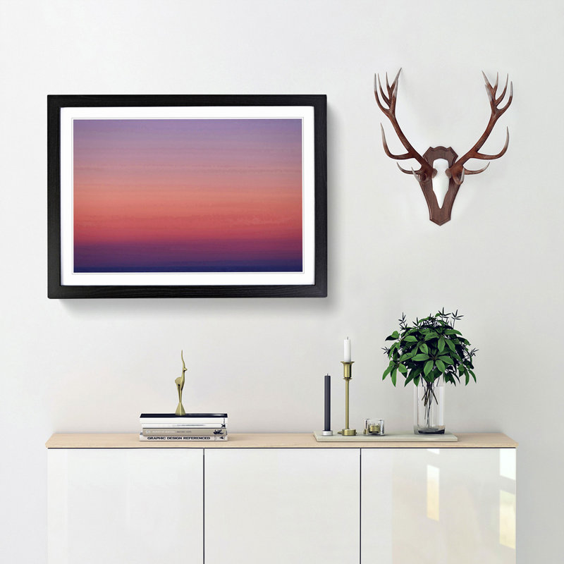 Pink Horizon - Picture Frame Painting Print, Black Framed, 27cm H x 36cm W x 2cm D
