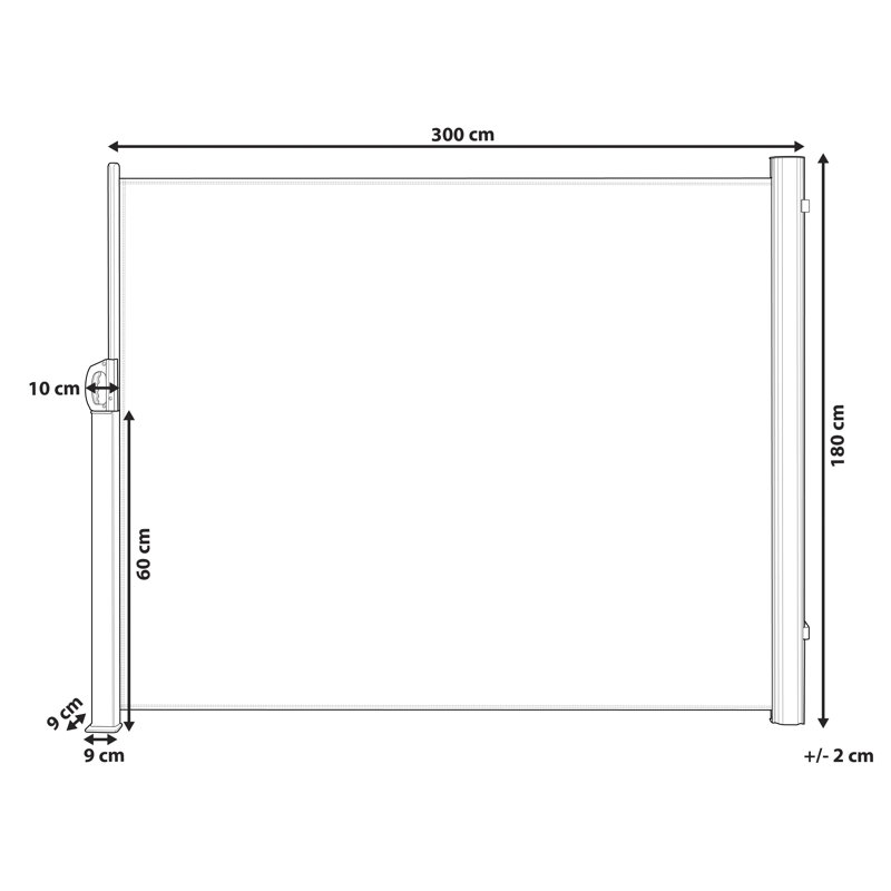 Dakota Fields 305cm W x 9cm D Fabric Cover Motorised Retractable Side Awning, Light Grey, 160cm H x 300cm W x 9cm D