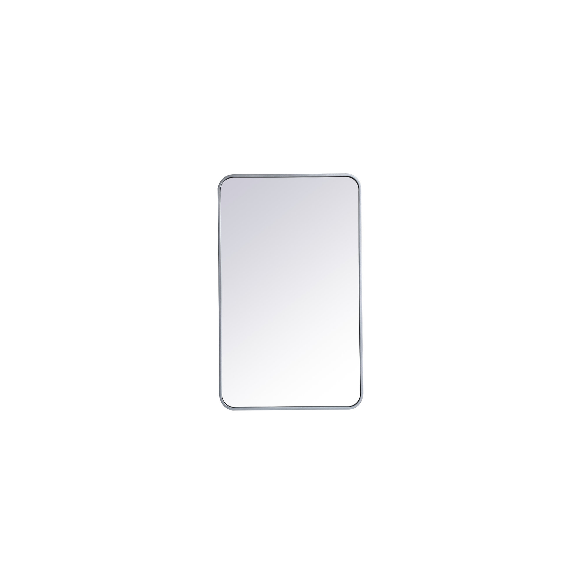 Sabine Metal Rounded Rectangle Wall Mirror, Silver, 36" x 22"