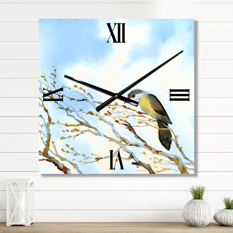 Horloge murale vieil arbre nu dans un paysage rustique, Moyen