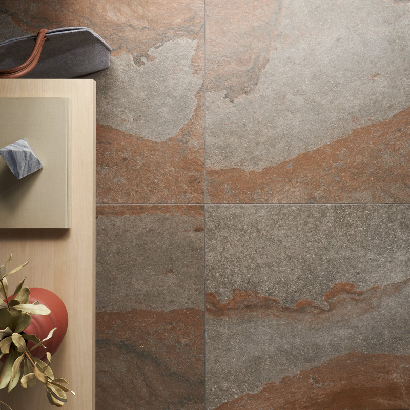 Mesa 23.62" x 23.62" Matte Limestone Look Porcelain Floor and Wall Tile (15.49 Sq. Ft./Case), Brown/Gray