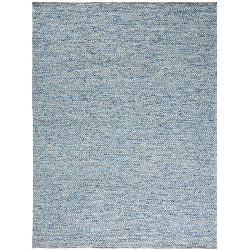 Tapis géométrique bleu en laine et coton tissé à la main Tulane, Rectangle 12 pi x 15 pi