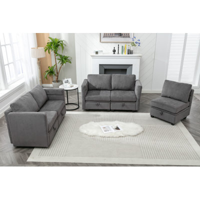 Noritaka 3 Piece Modular Living Room Set