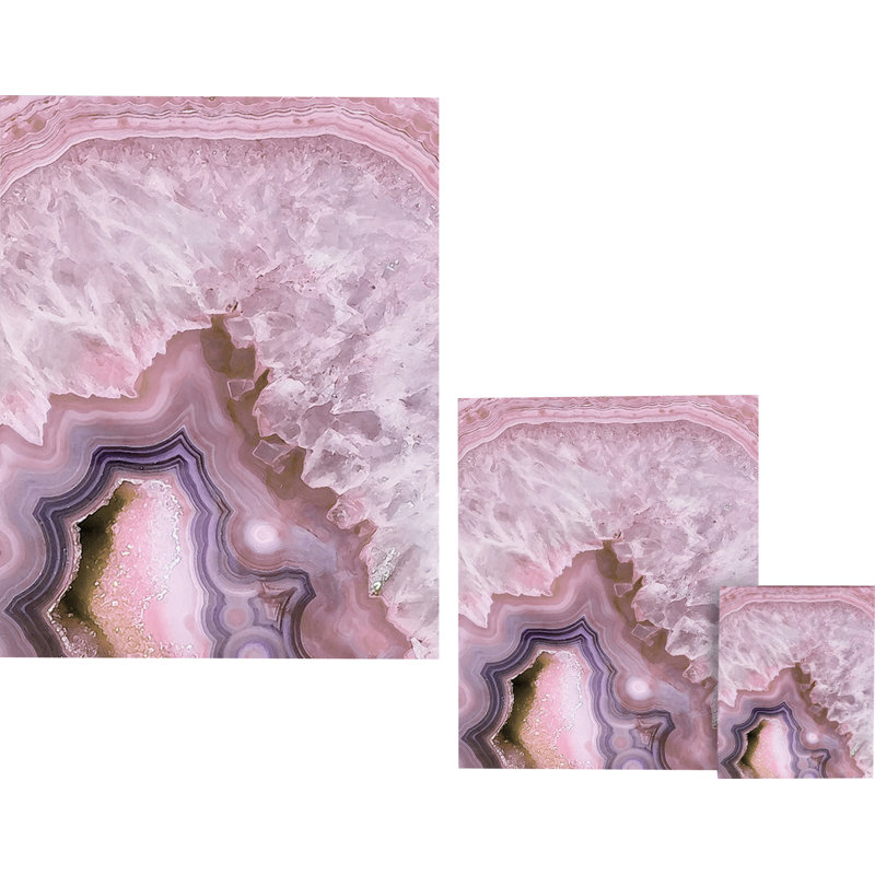 Agate rose pâle, impression sur toile tendue, H 10 po x l 8 po x P 1,5 po