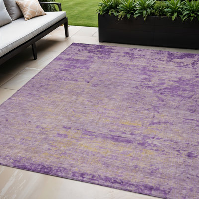 Tapis extérieur lavable abstrait mauve et beige 5 pi x 8 pi