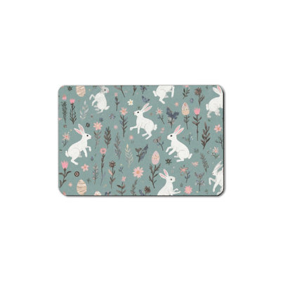 Whimsical Bunnies and Eggs Pattern Bath Mat, 36 x 24 inch