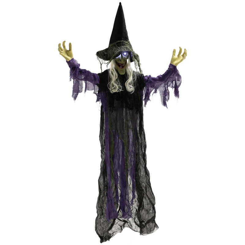 Sorcière suspendue animée d'Halloween de 6 pi, décorations d'Halloween effrayantes