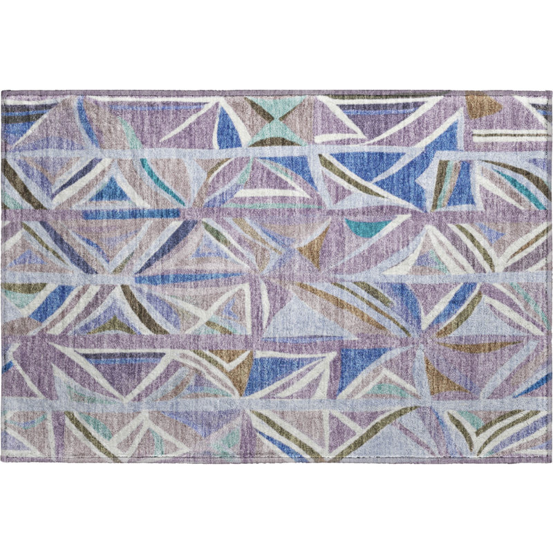 Premium Machine Washable Mayfield AMF2253 Geometric Rug, 1'8" x 2'6", Lavender