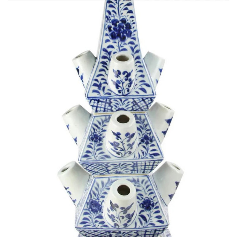 Orginial Blue And White Tulipiere Large, 22" H x 4" W x 4" D