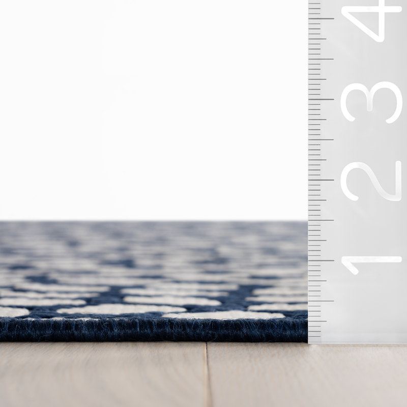  Tapis d'intérieur / extérieur à imprimé animal Solira, Bleu, Rectangulaire 8 pi x 10 pi