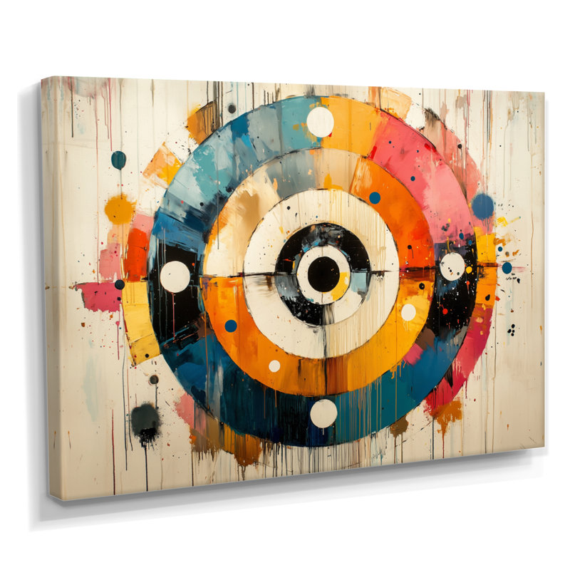 Abstrait labyrinthe prismatique de vinyle II - musique, art mural, H 16 po x l 32 po, Wrapped Canvas, Ne s’applique pas