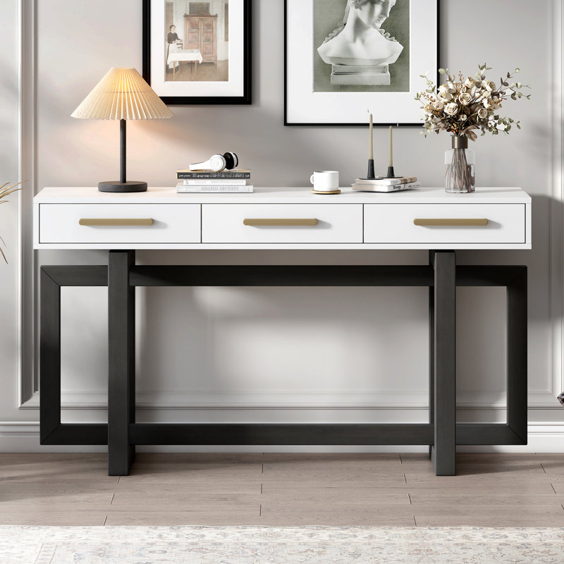 Console polyvalente avec 3 agencements fonctionnels, s'adapte au salon - gris et blanc avec capacité de rangement, pour le vestibule