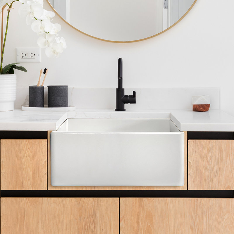 Luxury 19.88" x 17.88" Fireclay Modern Farmhouse Bathroom Sink, Reversible