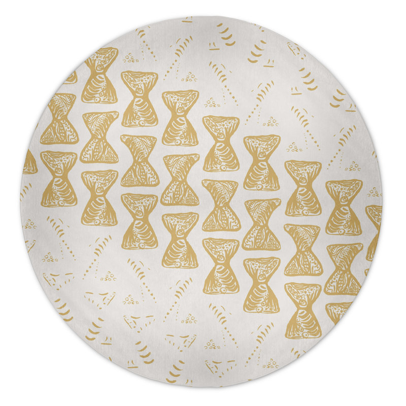 Chenille Geometric Indoor Rug, Round 5'