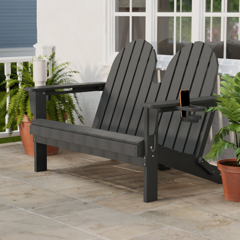 Banc pliant en poly 49 po Adirondack, Gris