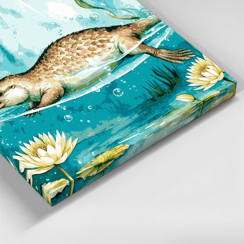 Art animalier sur toile vert, H 20 po x l 24 po