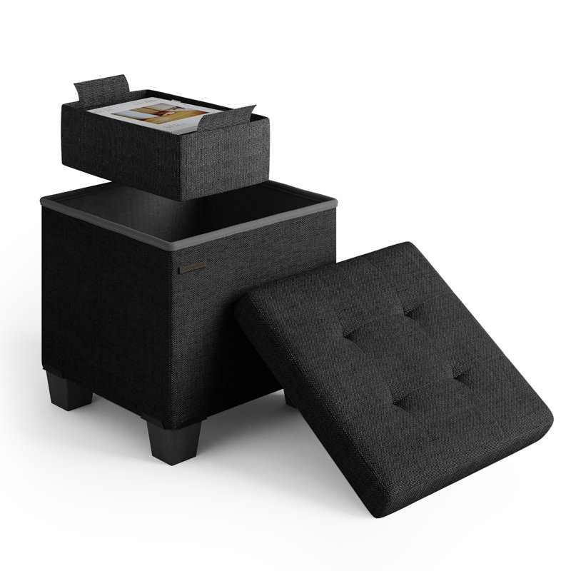 Banc de rangement avec repose-pieds Vérrant, 15"H x 15"W x 15"D, Black