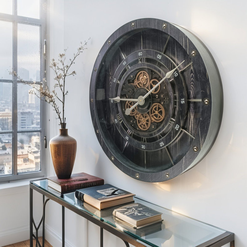 Solid Wood Wall Clock, Black