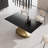 Black Slate Rectangular Dining Table with Stainless Steel Pedestal-470597960