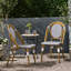 2 chaises de bistro françaises pliantes - structure en aluminium, blanc et gris