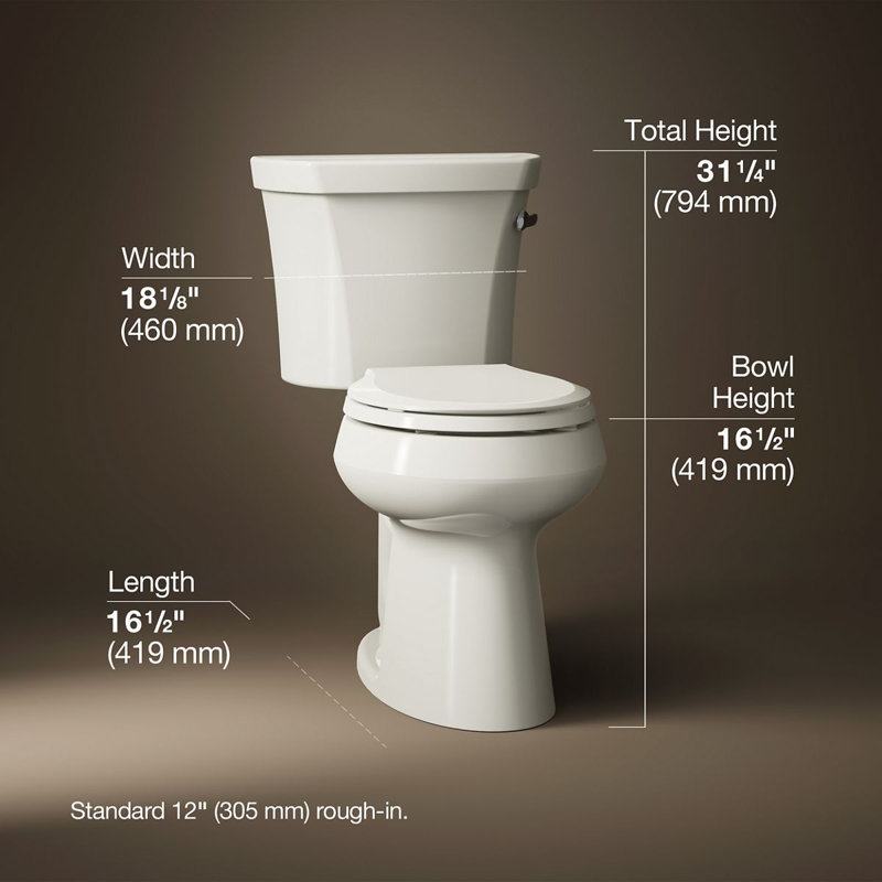 Toilette deux pièces à devant rond Highline, 1,28 gallon par pouce carré, Biscuit