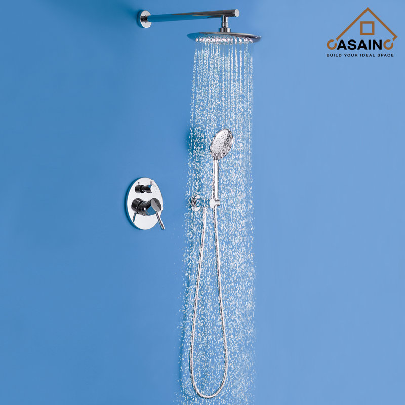 Chrome Dual Head Wall Mounted Shower System with Handheld
