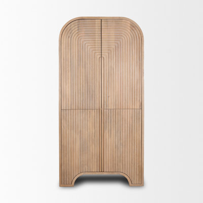 Shillington Reverse Fluted Light Brown Wood Curio Cabinet