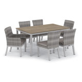 Travira And Argento Rectangular 6 - Person Powder Coated Aluminum Outdoor Dining Set with Cushions