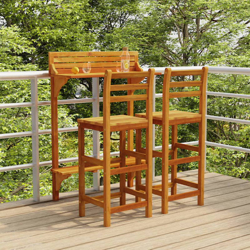 Kentworth Dakota Fields Bar Set with Solid Wood Outer Material, Brown