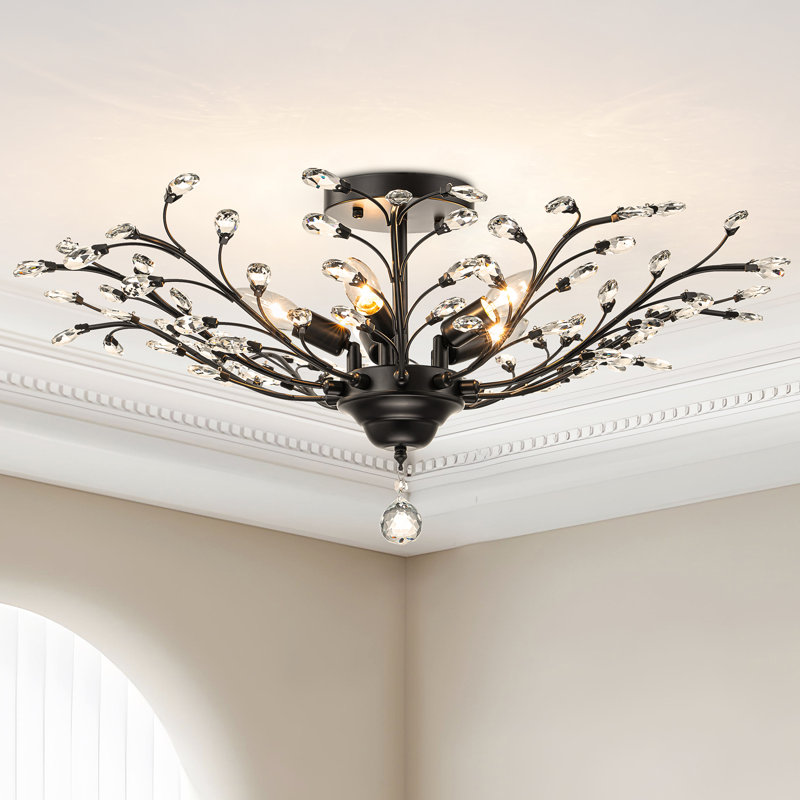 Plafonnier semi-encastré 5 lumières Jamei, Noir mat