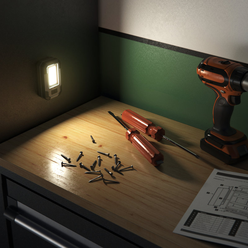Lampe de travail à DEL avec aimant, support ou support ProGarage, 3 modes d'éclairage