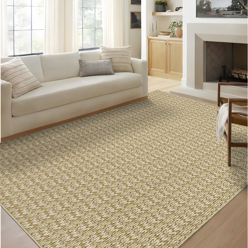 Area Rug Modern Braided Rug Washable Area Rug Non-Slip BackingNon-Shedding Carpet for Living RoomBedroom, Tan