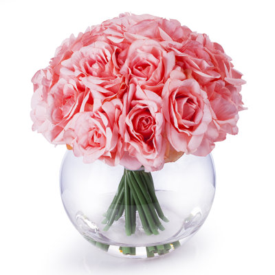 Silk Roses Arrangement in Vase