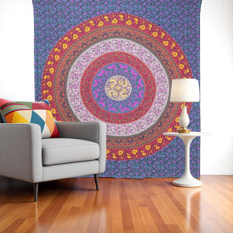 Tapisserie en coton 92 po x 84 po Mandala