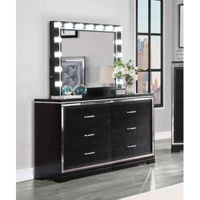 Gailand 6 - Drawer 62.5"" W Double Dresser with Mirror -  House of Hampton®, B4C711EB080E4203B8054079B9F5A445