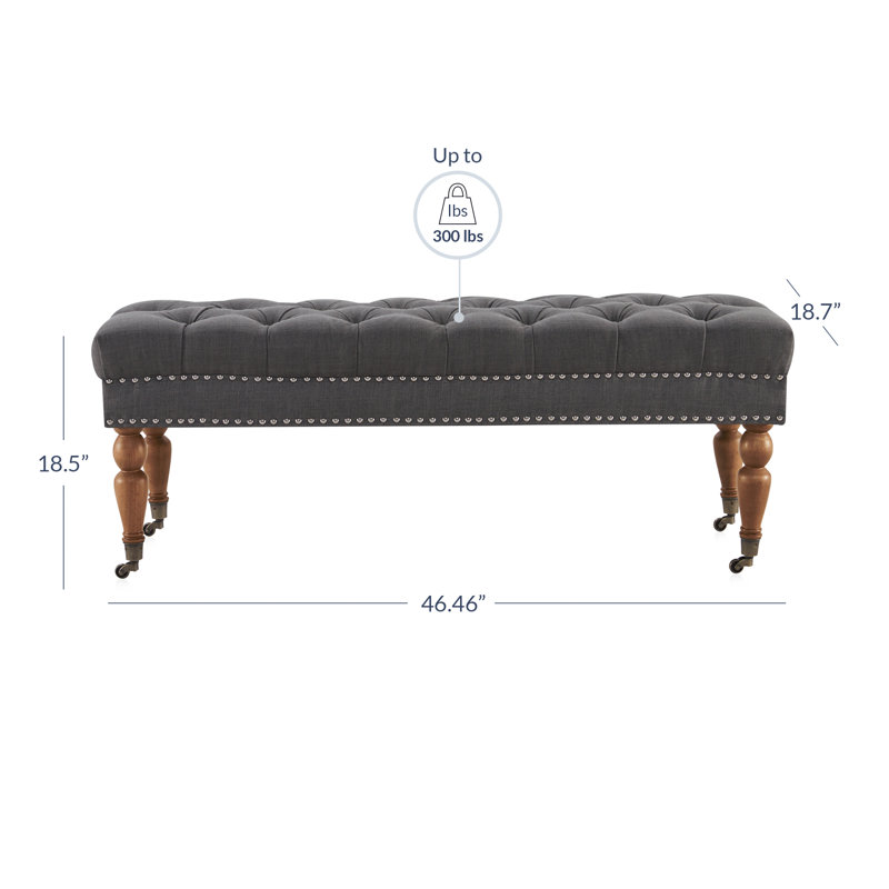 Repose-pieds capitonné standard Gace l 46,46 po, Lin gris foncé