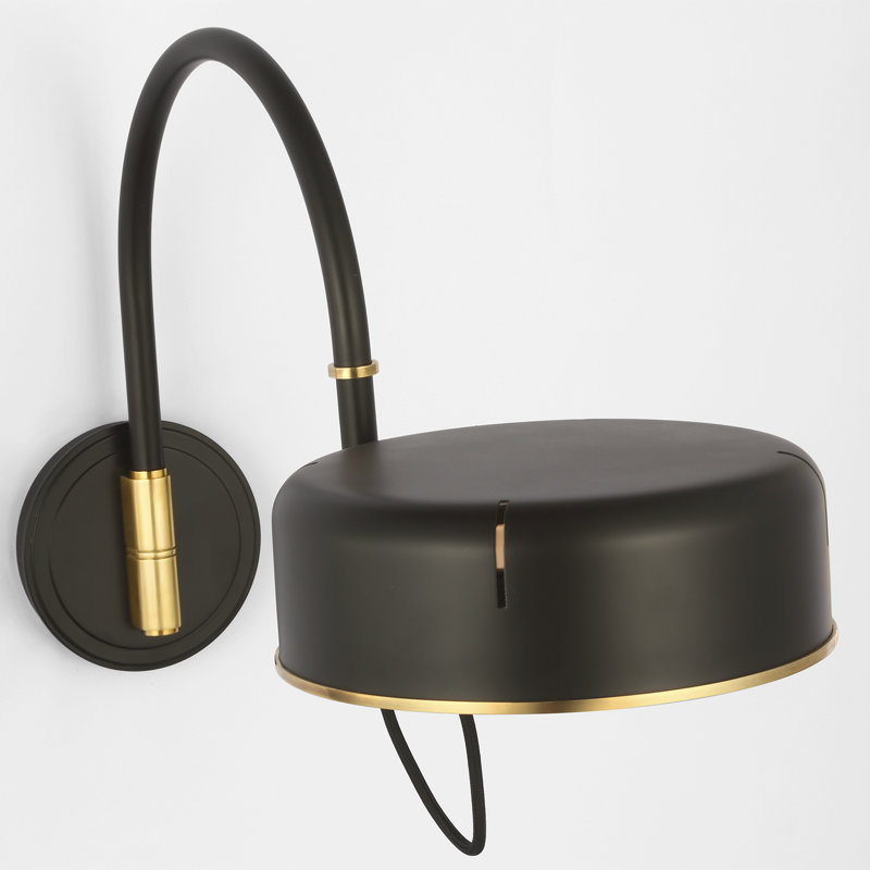 Thomas O'Brien Oso 13" Articulating Arc Wall Light, Modern Iron/Hand-Rubbed Antique Brass, Iron