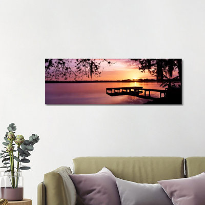 USA, Florida, Orlando, Koa Campground, Lake Whippoorwill, Sunrise by Panoramic Images - Wrapped Canvas Panoramic Print