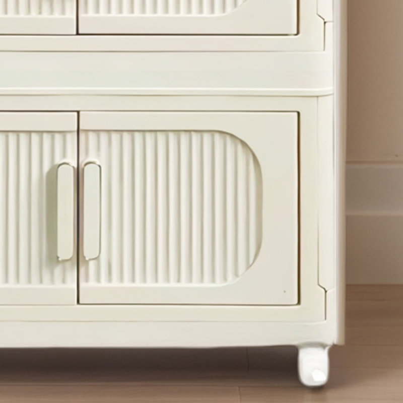 Bacs de rangement empilables et pliables avec couvercles et roulettes, 156, Beige