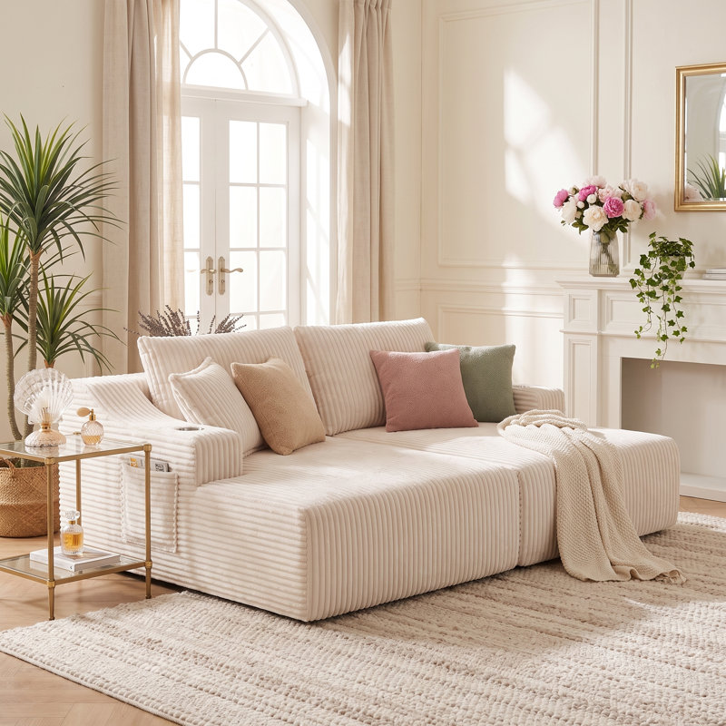 Canapé-lit de 83 po surdimensionné pour lit double, canapé-lit 2 places désossé, canapé-lit à assise profonde avec mousse haute densité et 6 coussins, sans assemblage requis, canapé compressé