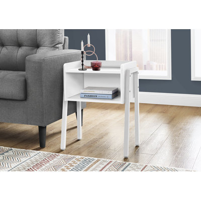 Table d'appoint, côté, bout, table de chevet, lampe, stratifié blanc, métal blanc, contemporain, moderne