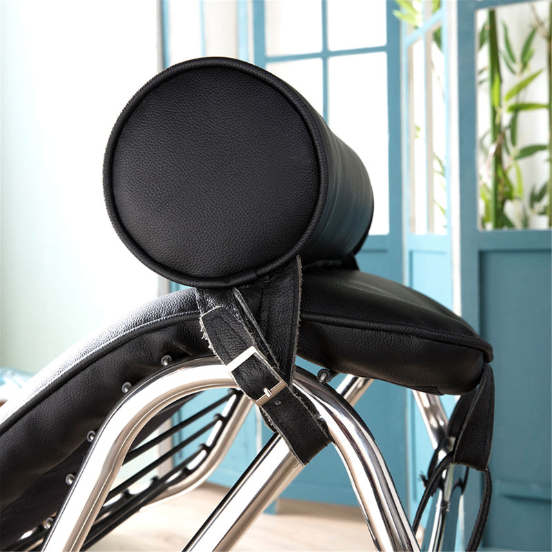 Chaise longue inclinable en cuir véritable, Noir