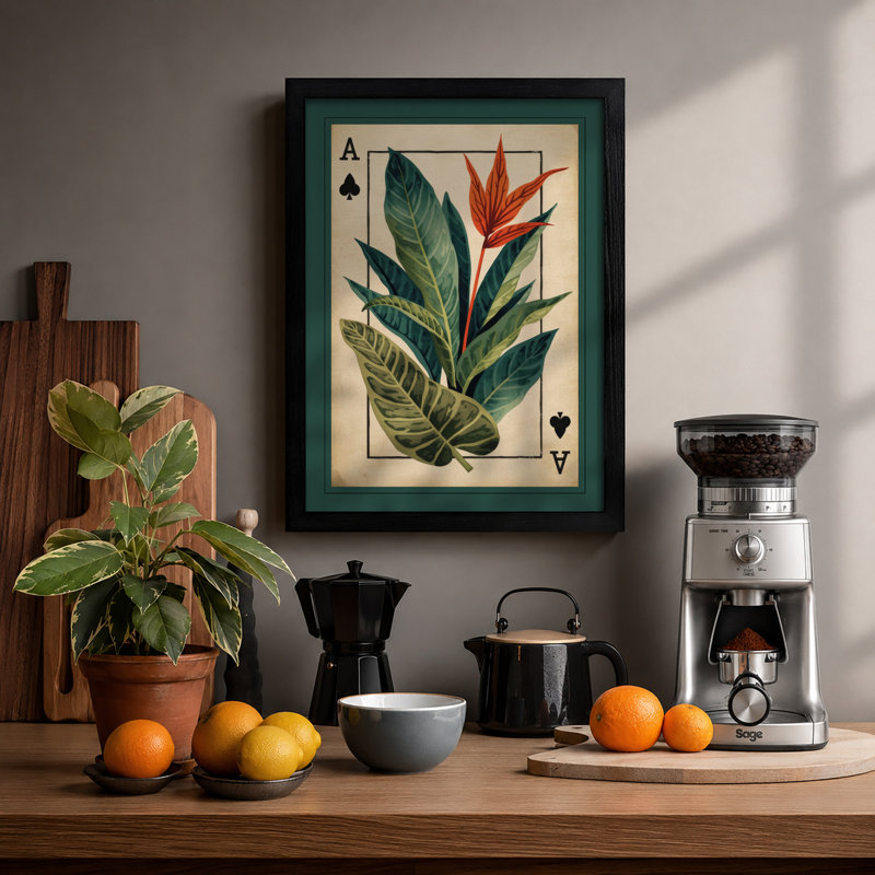 Ace of Spades Botanical - Framed Print, Black, A3 - 42.0 x 29.7 cm