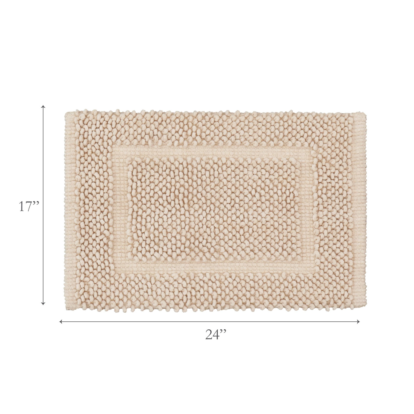 Payten Classic Cotton Bath Mat, Ivory, Set of 2 - 17" W x 24"L / 20"W x 32"L