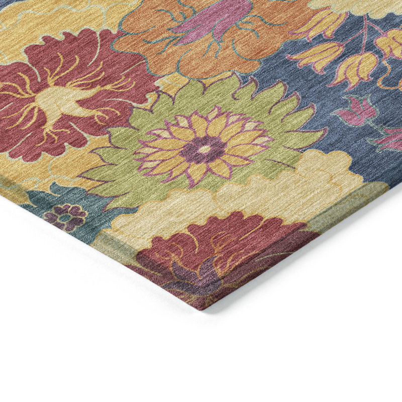 Machine Washable Indoor/Outdoor Matteson ACN2293 Floral Rug, Rectangle 3' x 5'