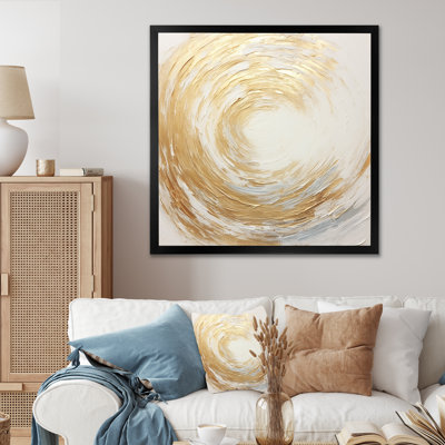 Gold And White Soft Wave Vortex - Abstract Spirals Wall Art